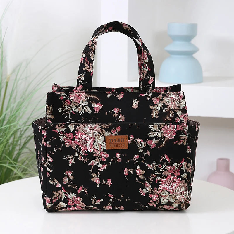 New Large Capacity Thickened Cloth Art Handbag Minimalist Work Lunch Box Storage Bag Suitable for Shopping Miscellaneous Uses