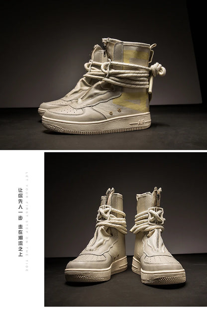 Unisex High-Top Chunky Sole Platform Boots - Winter Couple Shoes in Black and White