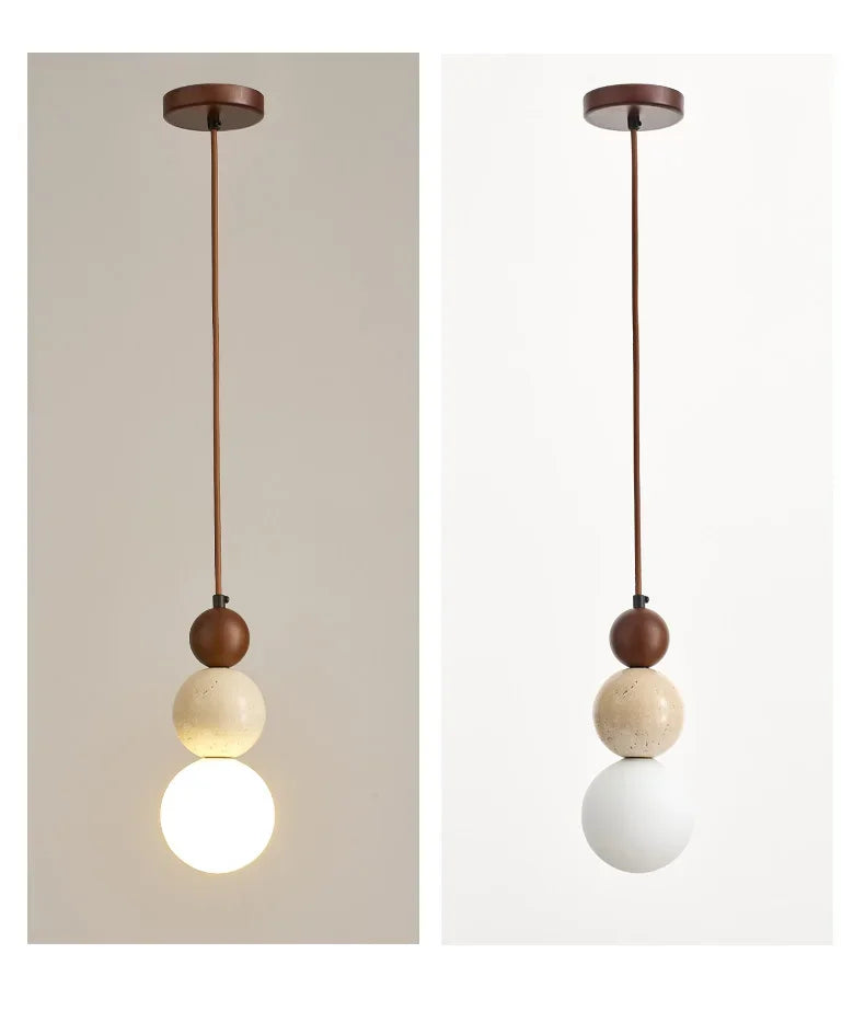 Cream Style Pendant Lamp Bedroom Bedside Led Chandelier Stone Wood Light Designer Bauhaus Medieval Restaurant Bar Small Lights