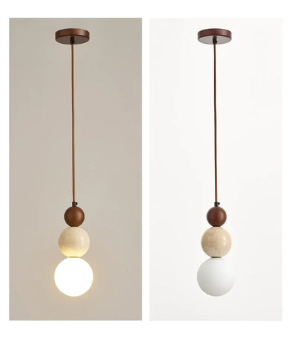 Cream Style Pendant Lamp Bedroom Bedside Led Chandelier Stone Wood Light Designer Bauhaus Medieval Restaurant Bar Small Lights