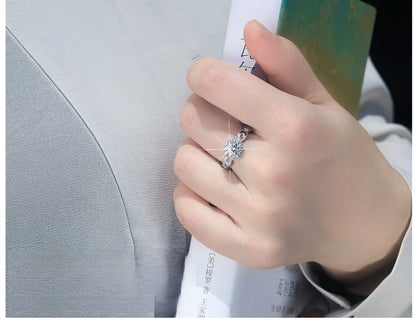 1Ct Moissanite PT950 Platinum Snow Fairy Ring Women's - Bright shine, ice crystal highlights diamond, decent romantic gift