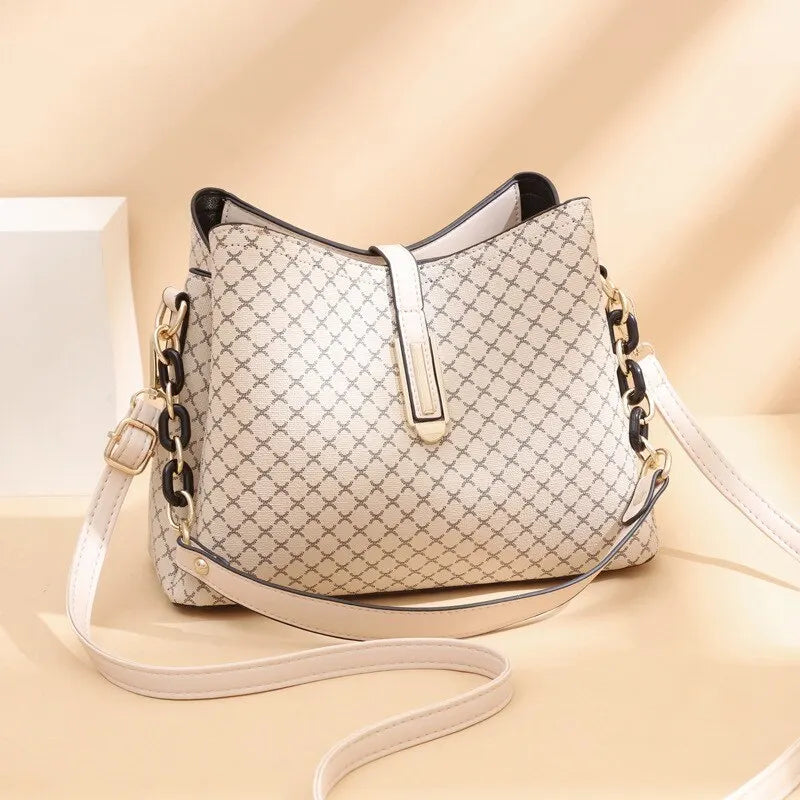 New Fashion Bucket Women Luxury Design Shoulder Bag Large Capacity Ladies PU Leather Crossbody Bag