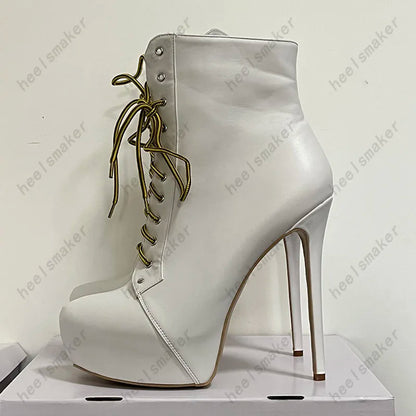 Sukeia Handmade Women Winter Ankle Boots Round Toe Sexy Stiletto Heels Pretty Blue Party Shoes Ladies US Plus Size 5-20