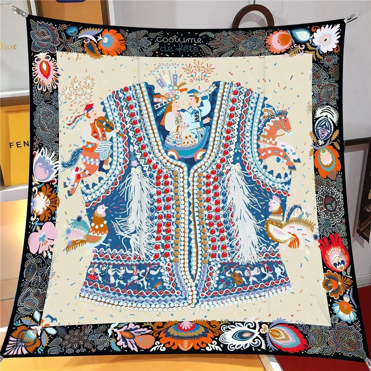【2025 New】90x90 Twill Silk Square Scarf for Women - French Retro Niche Bustier Shawl Scarf - Stylish Fashion Wrap Accessory