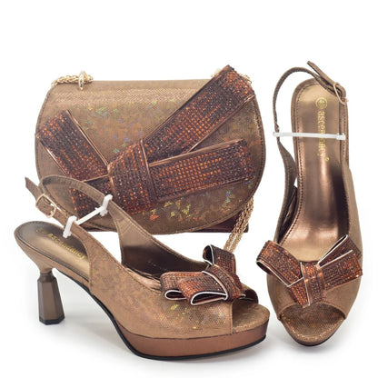 Beautiful Italian Shoes And Bag Sets For Evening Party With Stones Italian Leather Handbags Match Bags! 1-1