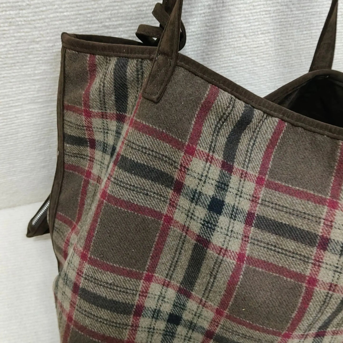 Autumn winter Women's Bag Large-capacity New Vintage Versatile Fashion  Wool Plaid Tote Student Simple Casual Daily