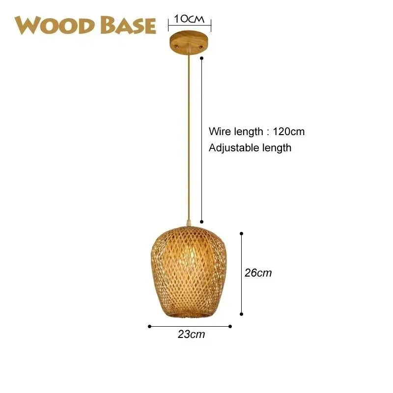Newest Bamboo Pendant Lamp Ceiling Lights Rattan Wicker Lustre Hand Knit Braiding Suspended Home Dining Braided Indoor Decor Hot