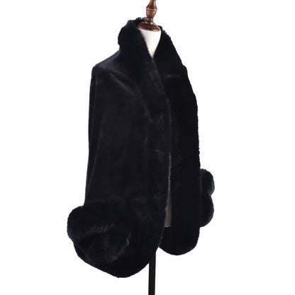 Winter New Fashion Warm Sleeve Plush Cape Cape Large Loose Bat Sleeve Plush Coat Cardigan Women