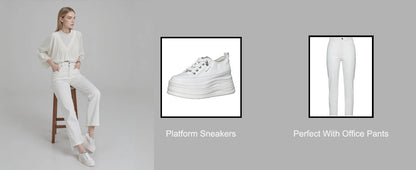 Fujin Casual Shoes For Woman Shoes on Platform Heel Shoes 9 cm 3 inch  White Comfortable High Heel Hidden Chunky Wedge Sneakers