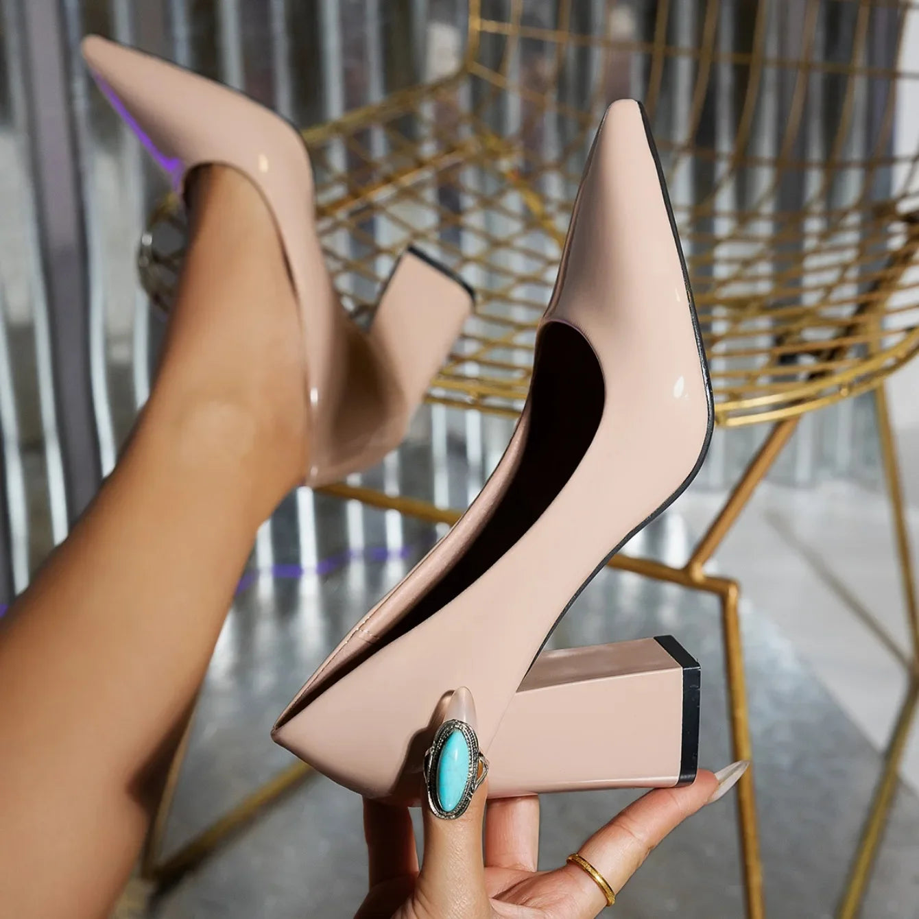 Luxury Women's High Heel Shoes Black 8cm Light Thick High Heel Shoes Fashionable Elegant Pointed Toe Women's Shoes Pumps Zapatos