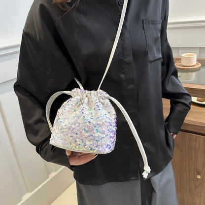 Shiny Sequin Drawstring Shoulder Bags for Women, Mini Crossbody Purse ,Sparkly Evening Handbag Suitable for Party Night Out