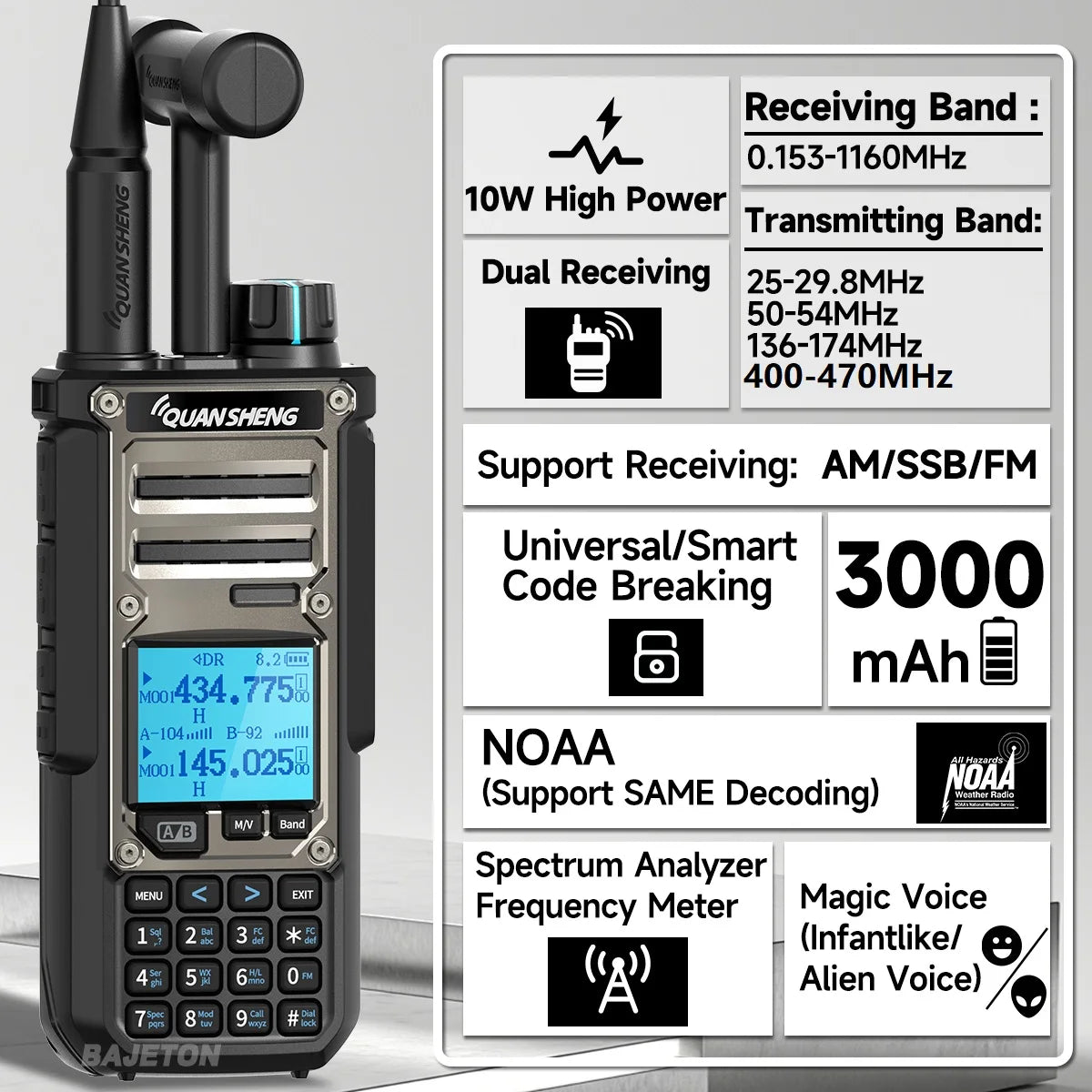 Quansheng TK11 8 Walkie Talkie 10W Dual Receiving PTT AM SSB 27MHz CB CW LSB LW MW SW Type-C NOAA for UV-K5 8 Ham Radio TK-11 5