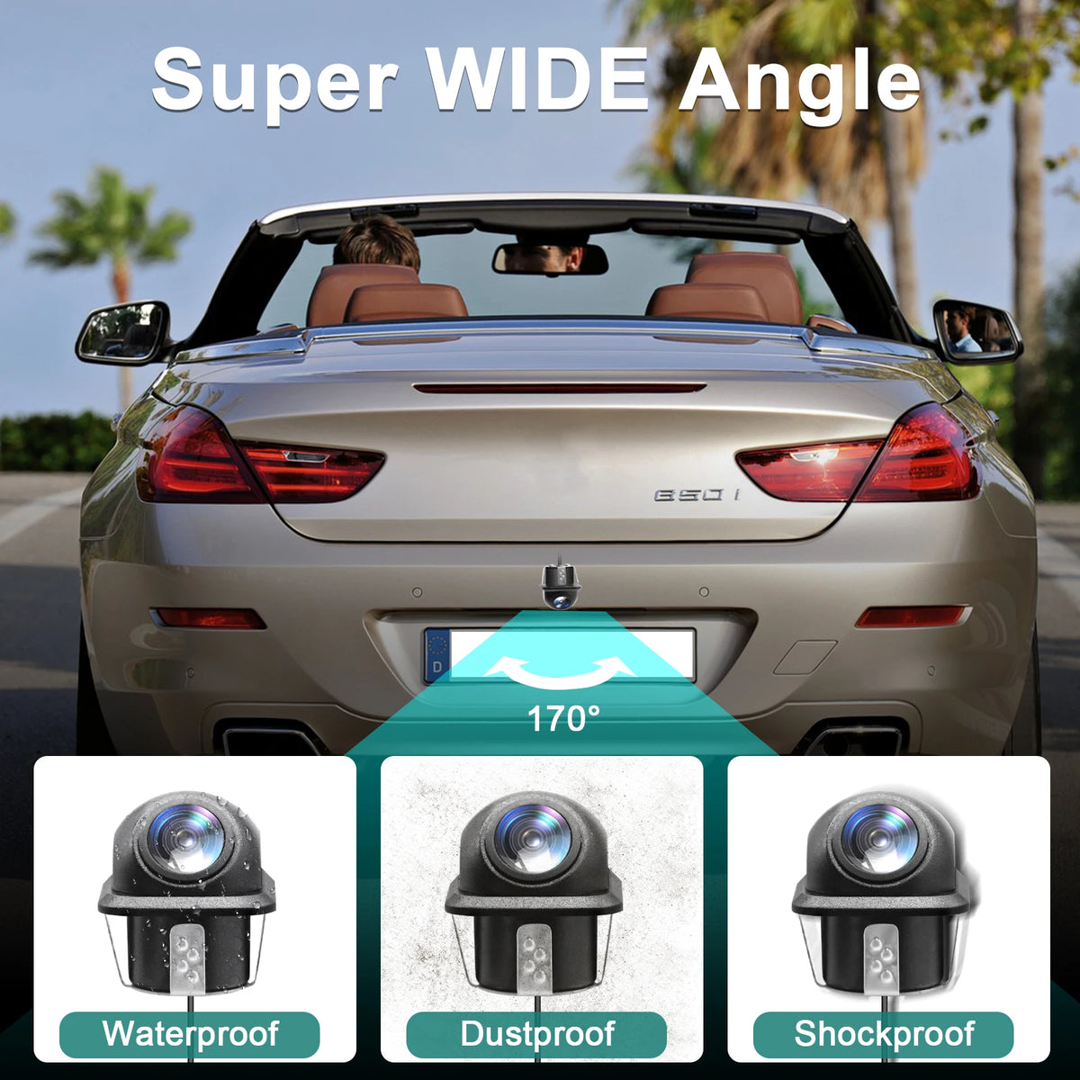 AUTOABC AHD 720P Waterproof Car Rear View Camera Suitable for BMW, Volvo, Mercedes Benz, Audi Universal Camera 175°