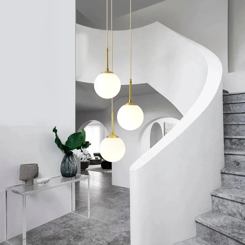 LED Glass Ball Pendant Lamp Chandelier Lights Home Indoor Kitchen Island Restaurant Bar Table Decor Hanging Suspension