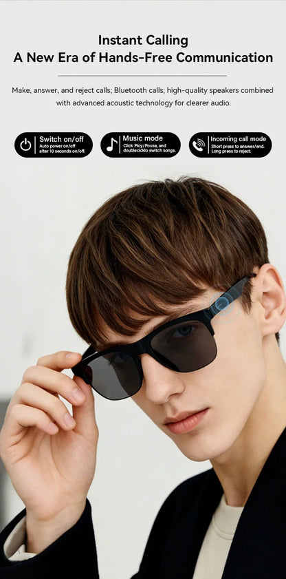 New Camera Control Smart Glasses 2025 Music Sunglasses Headphones Wireless Bluetooth Call Headset HIFI Audio glasses For Android