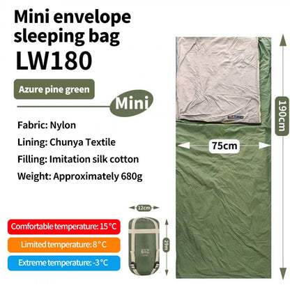 Outdoor Camping Ultralight Compact Adult Sleeping Bag Travel Washable Down Cotton Insulation Dirt-Resistant Portable Waterproof