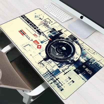 Camera Lens Large Desk Mat,Durable Non Slip Lock Edge Rubber Base Mouse Pad for Home Office PC Layout Keyboard Daily Placement