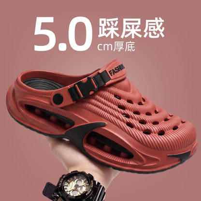 Mens Summer Clogs  Thick Sole Outdoor Beach Slides Non-slip Closed Toe Slippers For Men Women Driving Shoes Breathable Outdoor