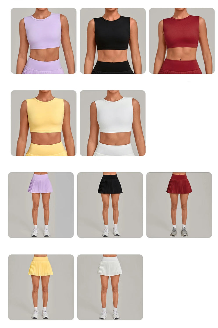 2 Pieces Yoga Set Women's Tracksuit Sexy Sports Bra High Waist Sports Short Skirt Gym Fitness Sleeveless Workout Suit Sportswear