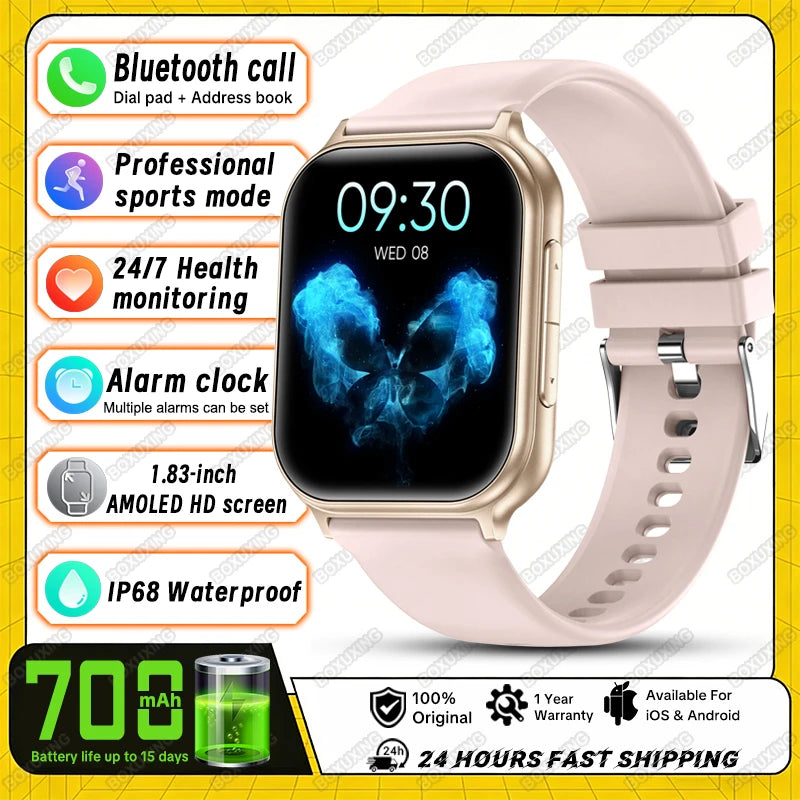 2026 New Smartwatch Women Sports Fitness Track IP68 Waterproof Built-in 24H Heart Rate Bluetooth Call Ladies Fashion Smartwatch