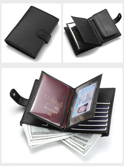 Stylish Travel Passport Bag Multi-Card Card Holder Portable Multi-Function Men's Wallet
