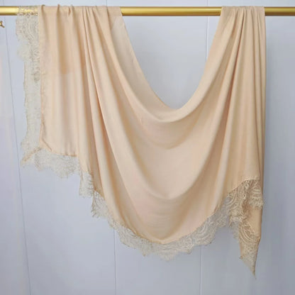 2026 New Rayon Cotton Modal Hijab Scarf Lace Splicing Turban Breathable Women Shawl Cotton Plain Scarf Headscarf Women Hijabs