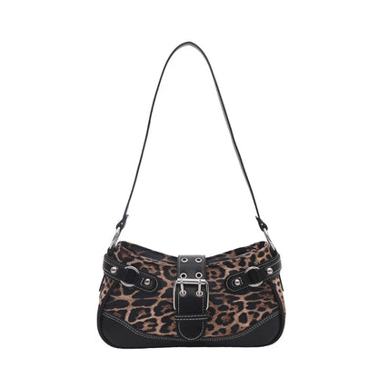 Fashion PU Shoulder Bags Leopard Print Retro Messenger Bag Large Capacity Underarm Bag Women Daily Use Handheld Bag