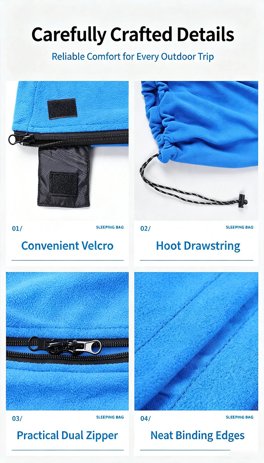 Portable Polar Fleece Sleeping Bag Liner Connectable Warm Sleep Sack Machine Washable Travel Camping Indoor Office Nap Blanket