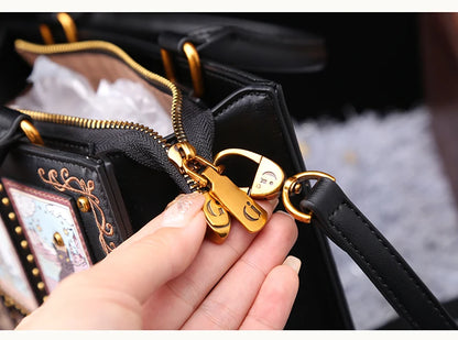 Vintage and Luxury Designer Bag with Delicate Embroidery Cat Printing Women Popular and Fashionable Tote Bag with Large Capacity