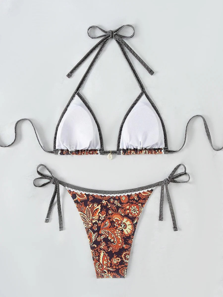 2026 Halter String Triangle Two Piece Bikini Women Swimwear Female Swimsuit Bathers Bathing Swimming Suit Beachwear Summer