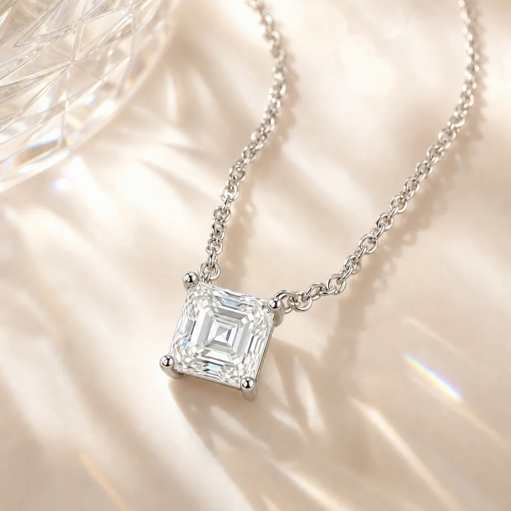 Princess Shape Pendant 18K Gold Plated Luxury S925 Silver Necklace Sparkling D VVS Moissanite Necklavce for Women As Gifts Party