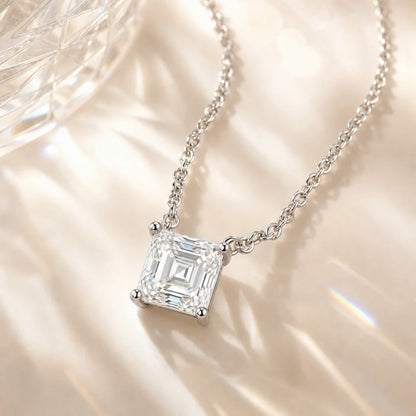 Princess Shape Pendant 18K Gold Plated Luxury S925 Silver Necklace Sparkling D VVS Moissanite Necklavce for Women As Gifts Party