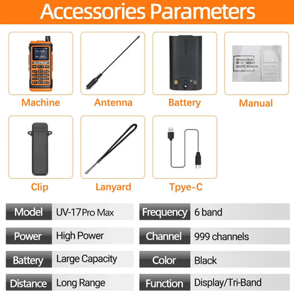 Baofeng UV-17pro Max Air Band Walkie Talkie Draadloze Kopieerfrequentie Lange Afstand Type-C Noaa Am Draagbare UV-5R  Ham Tweewe