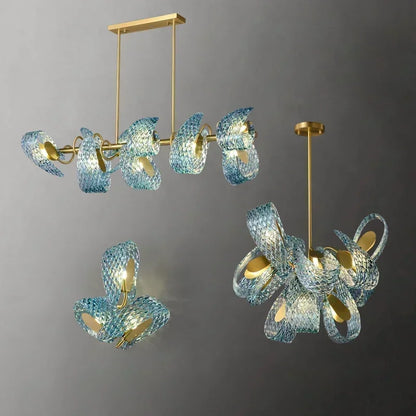 Modern Blue Glass Led Pendant Lamp Copper Designer Hanging Chandeliers for Living Room Bar Bedroom Suspension lustre Lights