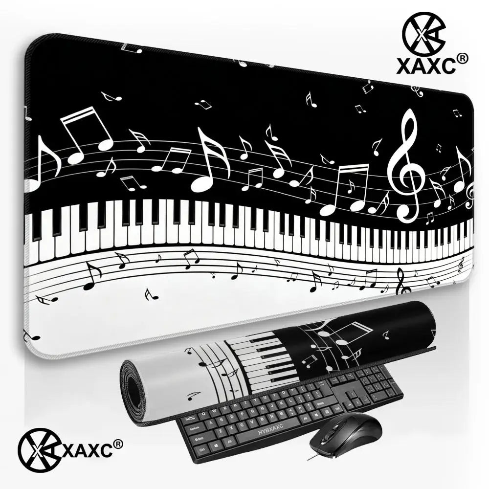 Music symbol and piano design Mouse Pad Large Computer Office Table Mats Rubber Anti-slip Gaming Keyboard Long Desk Pad HYBXXC