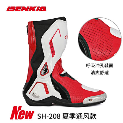 BENKIA Summer Motorcycle Boots CE Certification Professional Track Riding Boots Racing Zapato AntiCollision Off-Road for Rally