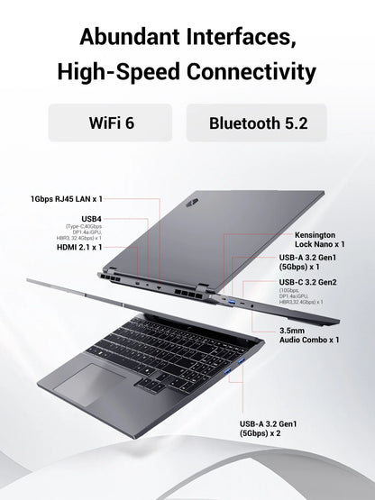 Firebat Wujie 15X Pro - Amd Ryzen 7 H255, 32Gb Ddr5 Ram, 1Tb Pcie 4.0 M.2 Ssd, Wi‑Fi 6 + Bluetooth 5.2, 15.3" 2.5K 120Hz Display, Windows Gaming Laptop