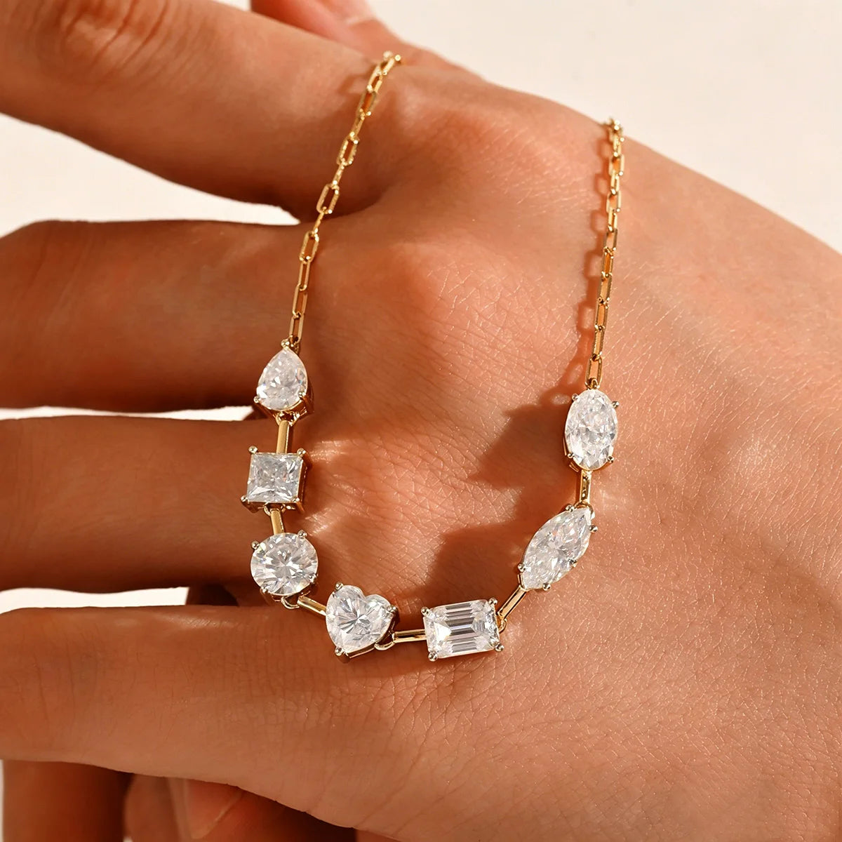 OEVAS 7-Stone Full Moissanite Pendant Necklace Can Pass Diamond Test For Women S925 Silver 18K Gold NeckChain Fine Jewelry Gift