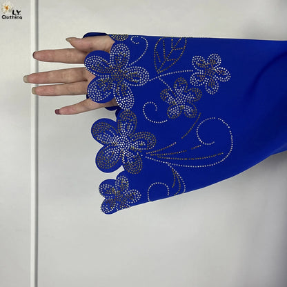 New Style Fashion Dubai Muslim Women Dress Elegant Arabic Femme Hijab Long Sleeve Chiffon Diamond Abaya Islamic Turkey Clothing