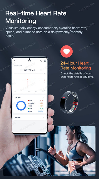 2026 Outdoor Sports Smart Ring 5ATM+IP68 Waterproof Rings Heart Rate Blood Pressure/Oxygen Sleep Health Monitoring Smartring Men