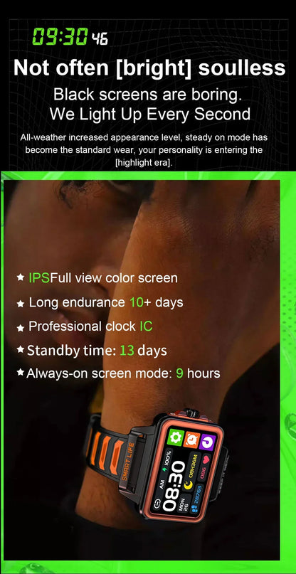 Hip Hop Fashion Personality Smart Watch 1.57-inch HD Screen 24h Continuous Heart Rate Sleep Monitor Game Waterproof Smartwatch