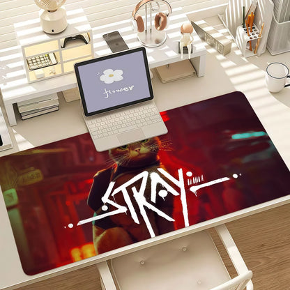 S-Stray Cat Adventure Game Mouse Pad Anti Slip Rubber Edge Locked Thickened Laptop Gaming Desk Mat