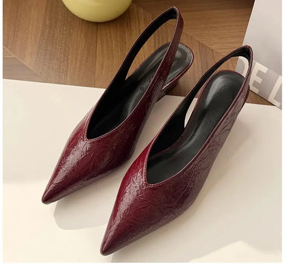 Sandals Luxury Brand Sexy Dress Shoes Elegant Chunky High Heeeled Pumps Sexy Pointed Toe Evening Shoes Women Shoes V Cut Shoes