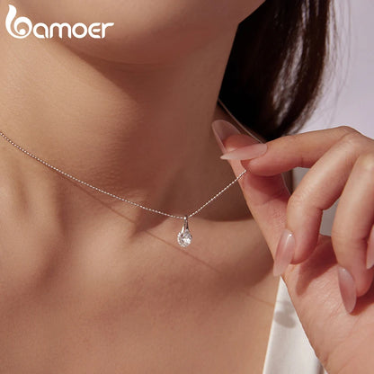 BAMOER 1CT Rotatable Moissanite Necklace, 925 Sterling Silver Halo Pendant Necklace with Beads Chain for Women Sparking Gift
