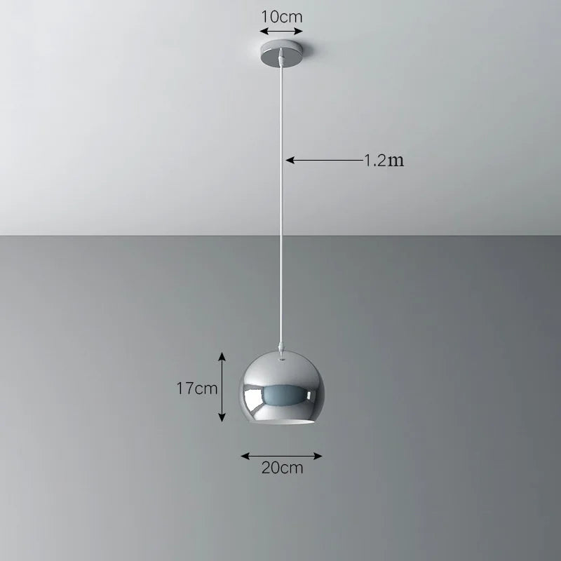 Nordic Plating Sliver Globe Ball Mirror Pendant Lights E27 Iron Hanging Lamp luxury Silver Brass Art Kitchen Hotel Pendant Lamp