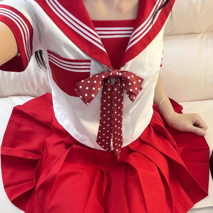Japanese Sailor Suit Black/White/Red/Pink Korean College Sailor Fuku Short Sleeve High School Girls Students Jk Uniforms Seifuku