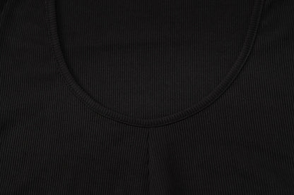 Dulzura Women'S Halter Sleeveless Backless Ribbed Single Breasted Jumpsuit Solid Sexy Casual Romper Party Club Street Clothes