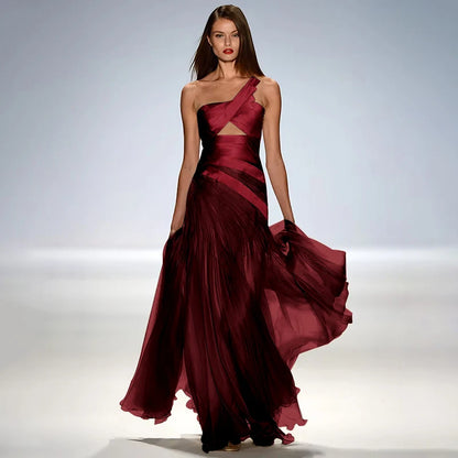 Gorgeous Strapless Sleeveless Elegant Women Prom Gown Floor Length A Line Tullle Backless Evening Dress