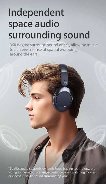 Hybrid ANC Over-Ear Bluetooth Headphones, Spatial Audio 3D Surround Sound Low Latency Gaming Headset with 70H Playback, Mics Noise Canceling Wireless Headphones with Touch Control & Hearing Protection