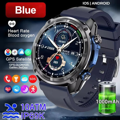 2026 Men GPS New Offline Map Smart Watch 10ATM Waterproof 4GB Route Navigation Clock 1000mAh Battery Outdoors Military Watches